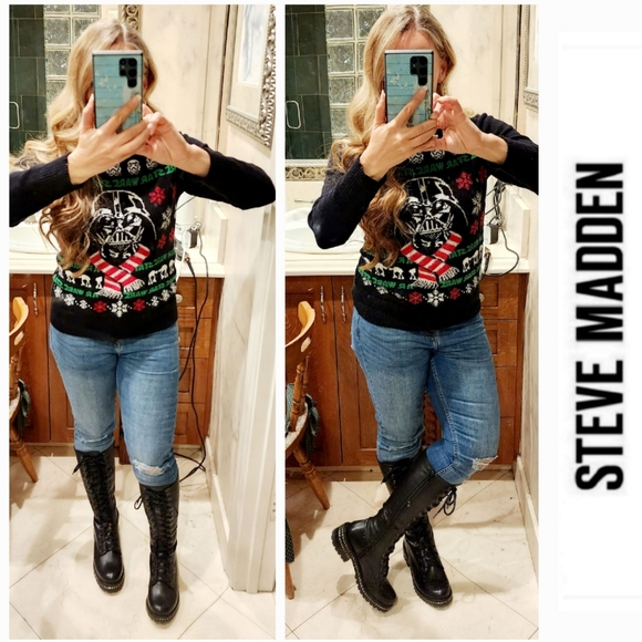 Steve Madden Shoes - Edgy Cool Steve Madden Black Leather Lace-up Boots